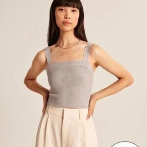 Abercrombie & Fitch Tan Square Neck Sweater Knit Tank, XL